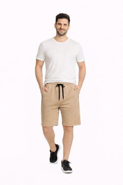 Bermuda Plus Size Masculina Moletinho Bege Diâmetro – Conforto Premium até G4