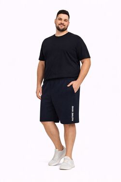 Bermuda de Moletom Plus Size Masculina Marinho - Rovitex - Algodão