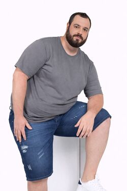 Bermuda Masculina Plus Size  Algodão - Sawary - Jeans Médio
