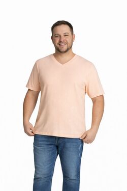 Camiseta Masculina Plus Size Gola V Flame Rovitex Salmão – Algodão