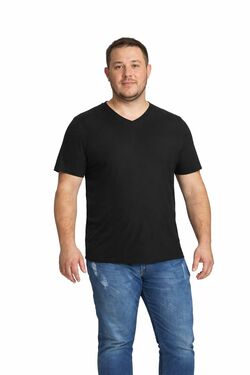 Camiseta Masculina Plus Size Gola V Flame Rovitex Preto – Algodão