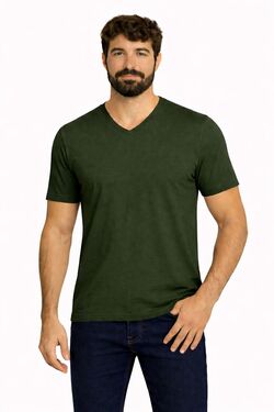 Camiseta Masculina Plus Slim Fit Gola V Six One Verde – Combed Cotton