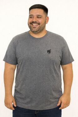 Camiseta Masculina Plus Size Fé Básica Cinza – Algodão