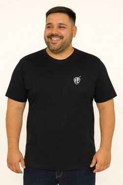 Camiseta Masculina Plus Size Fé Básica Preta – Algodão