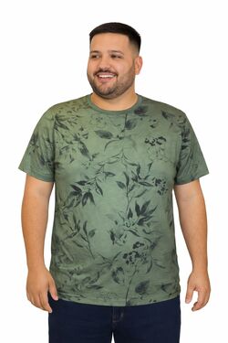 Camiseta Masculina Plus Size Estampada Rovitex Verde – Gola Careca