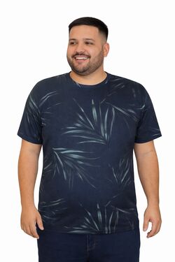 Camiseta Masculina Plus Size Estampada Rovitex Azul – Gola Careca
