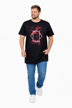 Camiseta Masculina Plus Size Long Fit Estampada Preto – Combed Cotton