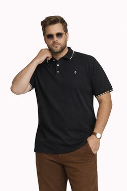 Camisa Polo Plus Size Algodão Diametro – Malha Favo - Preto