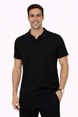 Camisa Polo Plus Size Slim Fit Six One Algodão com Elastano - Preto