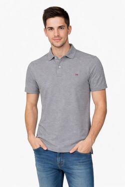 Camisa Polo Masculina Piquet Chumbo Six One Algodão Confort Slim