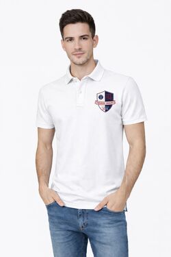 Camisa Polo Masculina Piquet Branco Six One Logo Grande