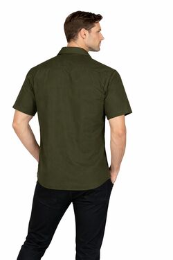 Camisa Works Plus Size Manga Curta Sarja Dois Bolsos Wrangler Verde - 53655