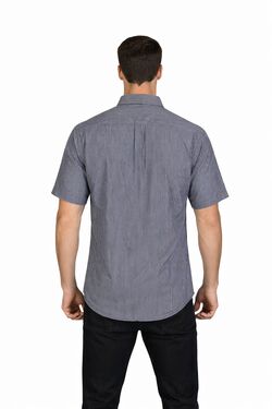 Camisa Masculina Tencel Manga Curta Slim Dois Bolsos R Sete - 53675