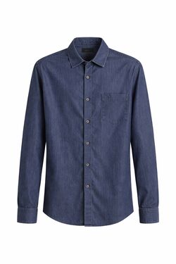 Camisa Jeans Masculina Manga Longa Slim Caw com Bolso - 53678