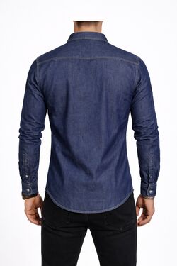 Camisa Jeans Masculina Manga Longa Slim a Plus Size Stone R Sete - 53683