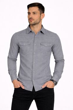 Camisa Masculina Jeans Leve Manga Longa Plus Size R Sete