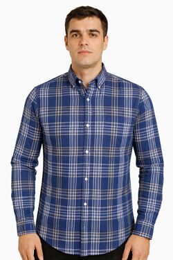 Camisa Masculina Slim Manga Longa Xadrez Algodão Caw - 53724