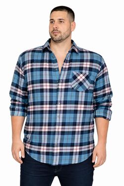 Camisa Masculina Plus Size Flanela Xadrez Manga Longa Algodão Caw