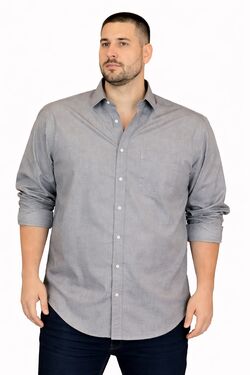 Camisa Masculina Plus Size Manga Longa Fio a Fio Algodão Fio 50 Caw