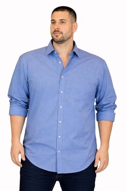 Camisa Masculina Plus Size Manga Longa Fio a Fio Algodão Fio 50 Caw