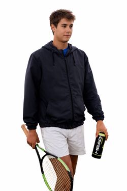 Jaqueta Corta Vento Unissex com Capuz CAW Preto Zíper Frontal