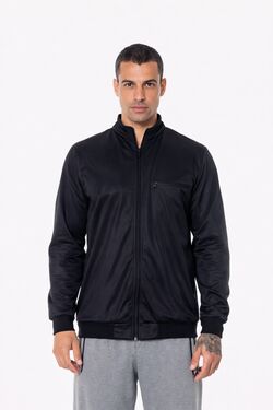 Jaqueta Masculina Helanca com Zíper Preta Thoux