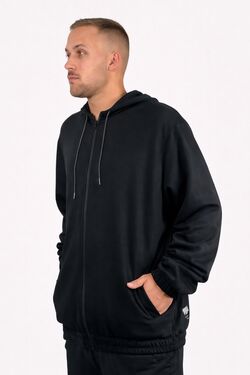 Blusão Masculino Aberto com Zíper Thoux Algodão Preto