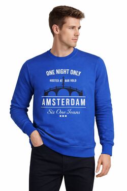 Blusão Masculino Moletom Azul Estampado Six One Algodão