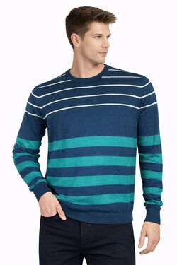 Blusa Masculina Tricot Listrada com Zíper Polo Club Vinho Marinho