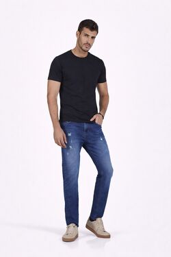 Calça Jeans Masculina Skinny Destroyed Six One com Elastano – Lavagem Amaciada