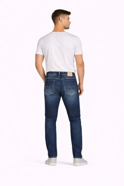 Calça Jeans Masculina Slim Fit Six One Azul com Elastano Lavagem Bigode de Gato - 53853