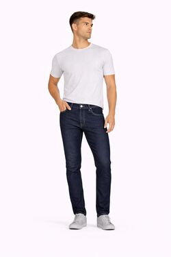 Calça Jeans Masculina Slim Wrangler Larston Azul Escuro Gancho Médio Perna Ajustada