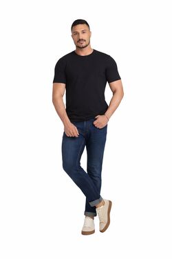 Calça Jeans Masculina Cropped Skinny Six One Azul Médio– Barra Curta – Jeans Amaciado