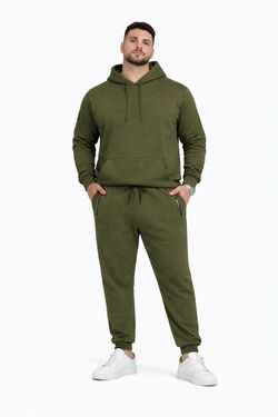 Calça Moletom Plus Size Masculina Verde Blue Tech com Zíper