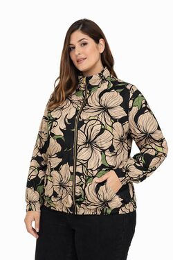 Jaqueta Plus Size Feminina Estampada Verde com Zíper Secret Glam