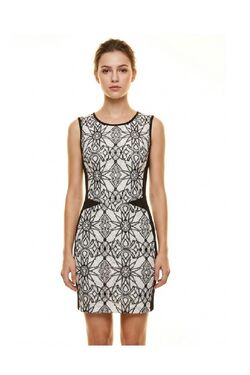 Vestido Tubinho Feminino La Rossi Preto e Off White Justo Elegante