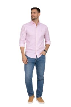 Camisa Masculina Slim Fit Manga Longa Algodão com Elastano Six One