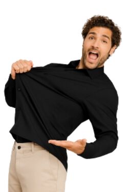 Camisa Masculina Slim Manga Longa Spandex Preto Caw