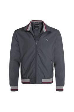 Jaqueta Bomber Masculina Plus Size Enrico Rossi Leve com Zíper Preto e Cinza