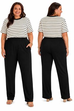 Calça Jogger Plus Size Feminina Secret Glam Preto em Molecotton de Viscose