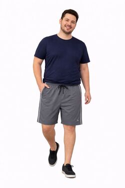 Bermuda Masculina Plus Size Stilo Port em Tactel Cinza – Leve Confortável e Secagem Rápida