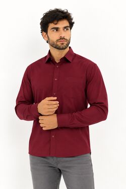 Camisa Masculina Microfibra Manga Longa com Bolso Vinho Caw Tamanhos 2 ao 5