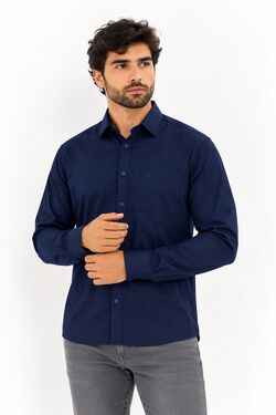Camisa Masculina Microfibra Manga Longa com Bolso Marinho Caw Tamanhos 2 ao 5