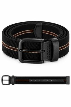 Cinto Masculino Elástico América Preto com Listra Marrom 40mm P ao G